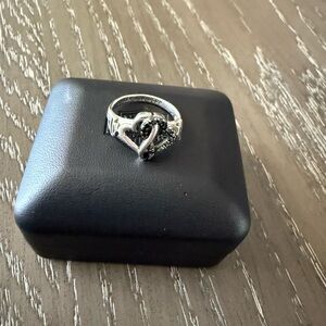 Harley-Davidson Silver and Black Infinity Heart Ring